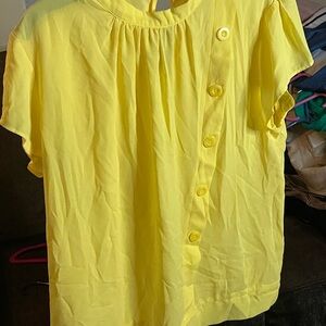 Bright Yellow Button-Detailed Blouse
